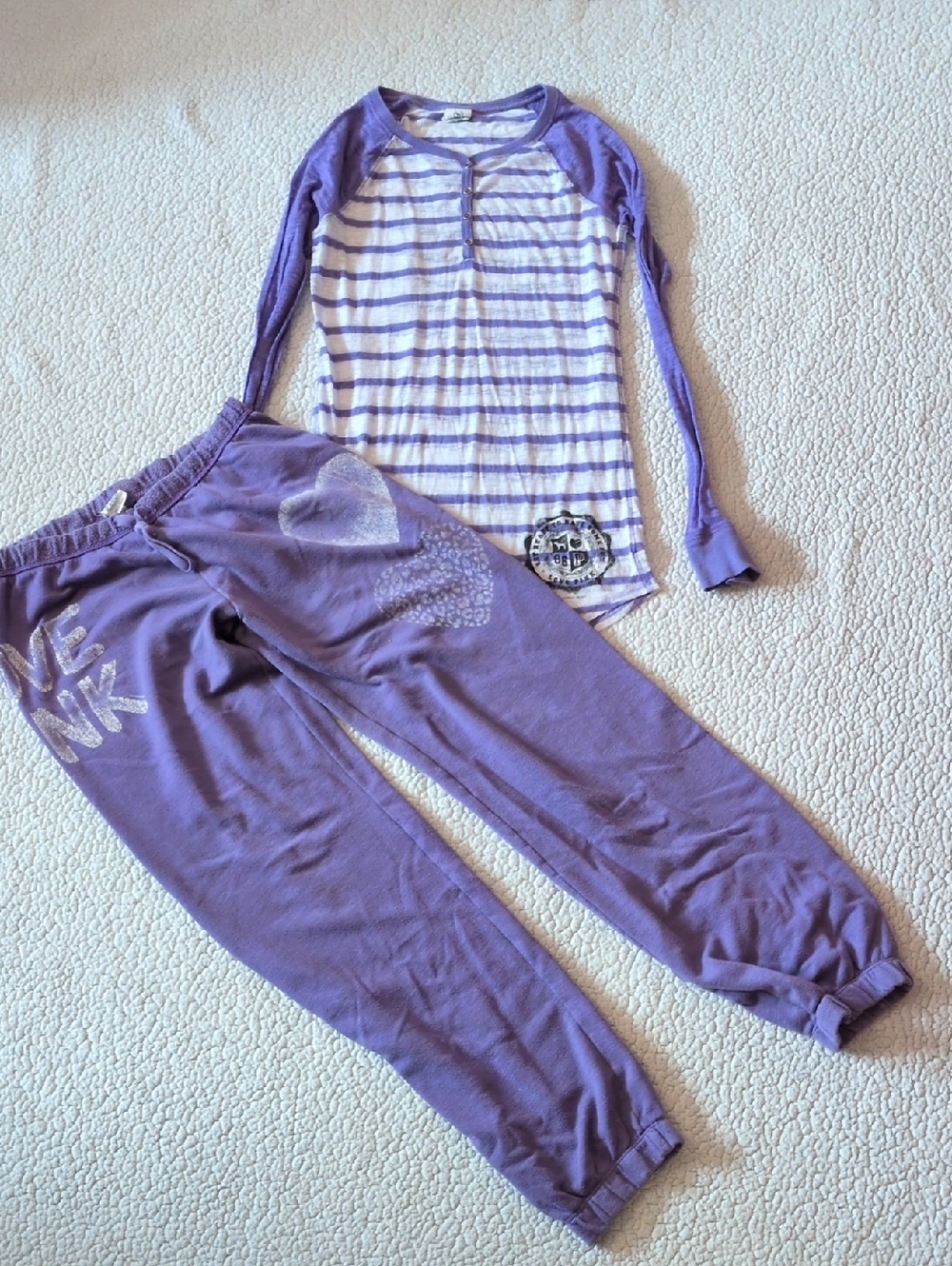 VS Love Pink Y2K Striped Burnout Babydoll Top Distressed Jogger Sweatpants